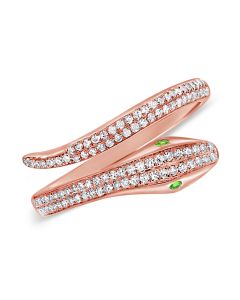 .29CT GREEN TSAVORITE AND DIAMOND SNAKE WRAP RING
