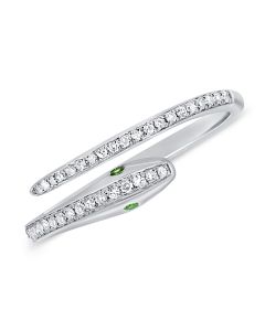 .16CT GREEN TSAVORITE AND DIAMOND SNAKE WRAP RING
