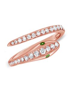 .35CT GREEN TSAVORITE AND DIAMOND SNAKE WRAP RING