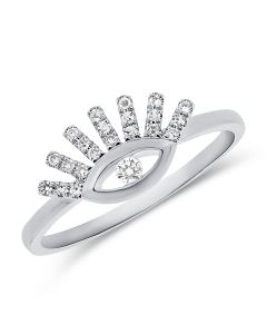 14K Diamond Evil Eye Ring