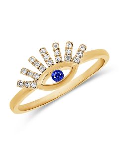 .13CT SAPPHIRE AND DIAMOND EVIL EYE RING
