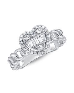.25CT BAGUETTES AND DIAMOND HEART CHAIN RING