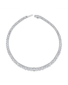 18.99CT BAGUETTES AND ROUND DIAMOND GRADUATED TENNIS NECKLACE