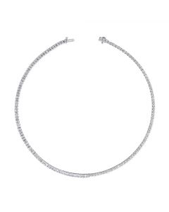 11.98CT EMERALD AND ROUND SHAPE DIAMOND TENNIS NECKLACE