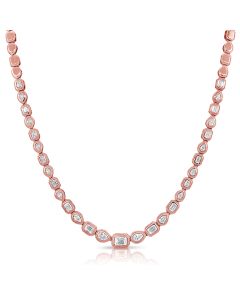 2.68CT EMERALD SHAPE AND PEAR SHAPE BEZEL DIAMOND NECKLACE