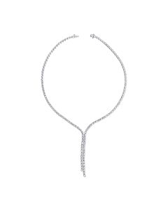 7.98CT EMERALD SHAPE DIAMOND BEZEL LARIAT NECKLACE