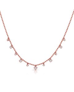 1.44CT  DIAMOND HEART BEZEL STATION BALL NECKLACE
