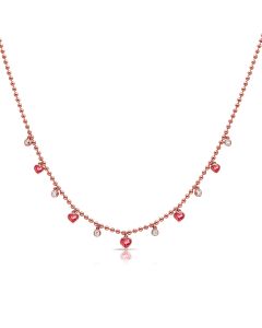 1.21CT RUBY AND DIAMOND BEZEL STATION  BALL NECKLACE