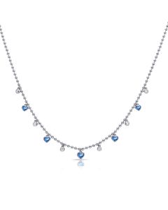 1.21CT SAPPHIRE AND DIAMOND BEZEL STATION  BALL NECKLACE