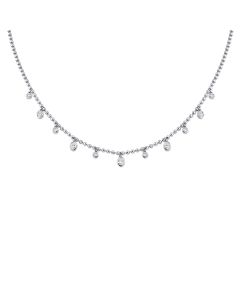 1.08CT DIAMOND OVAL BEZEL STATION BALL NECKLACE