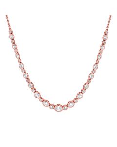 2.10CT OVAL SHAPE DIAMOND BEZEL STATION NECKLACE