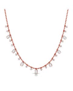 1.95CT OVAL SHAPE AND ROUND DIAMOND STATION BALL NECKLACE