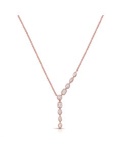 1.00CT FANCY SHAPES AND ROUND DIAMOND BEZEL SET LARIAT NECKLACE