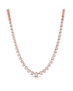 3.81CT EMERALD SHAPE DIAMOND BEZEL SET TENNIS NECKLACE