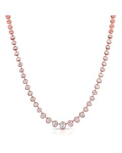 3.27CT OVAL SHAPE DIAMOND BEZEL SET TENNIS NECKLACE