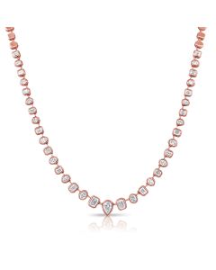 3.5CT EMERALD SHAPE, OVAL SHAPE AND PEAR SHAPE DIAMOND BEZEL NECKLACE