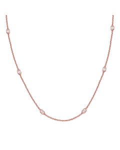 0.99CT EMERALD SHAPE DIAMOND BEZEL SET STATION NECKLACE