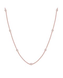 0.92CT OVAL SHAPE DIAMOND BEZEL SET STATION NECKLACE