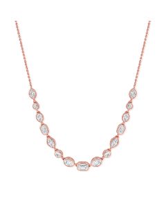 1.92CT EMERALD SHAPE, OVAL SHAPE, MARQUISE SHAPE AND ROUND DIAMOND BEZEL SET NECKLACE