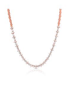 5CT EMERALD SHAPE AND MARQUISE SHAPE DIAMOND TENNIS NECKLACE