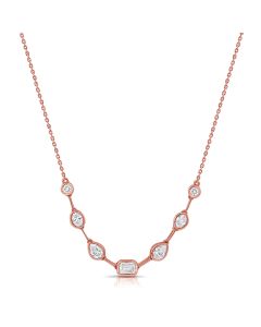 1.08CT EMERALD SHAPE, PEAR SHAPE, OVAL SHAPE AND ROUND SHAPE DIAMOND BEZEL CHAIN NECKLACE