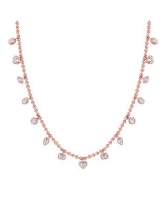 2CT PEAR SHAPE, HEART SHAPE, OVAL SHAPE, MARQUISE SHAPE, EMERALD SHAPE AND ROUND DIAMOND STATION BEZEL NECKLACE