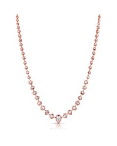 2.05CT EMERALD SHAPE, OVAL SHAPE, PEAR SHAPE AND ROUND DIAMOND BEZEL SET TENNIS NECKLACE