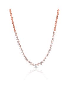 4.21CT EMERALD SHAPE AND PEAR SHAPE DIAMOND TENNIS NECKLACE