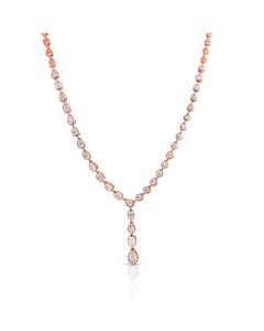 2.82CT EMERALD SHAPE, PEAR SHAPE AND ROUND DIAMOND BEZEL SET LARIAT NECKLACE