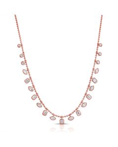 2.14CT EMERALS SHAPE, MARQUISE AND ROUND DIAMOND BEZEL BALL NECKLACE
