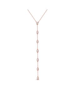 1.48CT EMERALD SHAPE DIAMOND BEZEL SET LARIAT NECKLACE