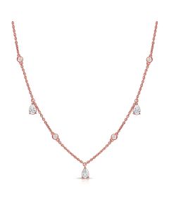 0.96CT PEAR SHAPE AND ROUND DIAMOND STATION NECKLACE