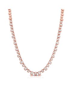 7.46CT EMERALD SHAPE DIAMOND BEZEL SET TENNIS NECKLACE