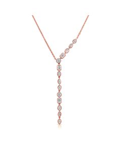1.45CT FANCY SHAPE DIAMOND BEZEL SET LARIAT NECKLACE