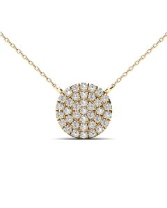 .11CT DIAMOND PAVE DISC PENDANT NECKLACE