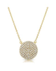 .38CT DIAMOND PAVE DISC PENDANT NECKLACE
