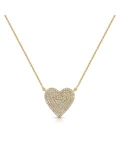 .42CT DIAMOND HEART PAVE PENDANT NECKLACE