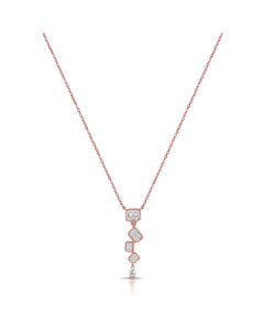0.61CT EMERALD SHAPE AND PEAR SHAPE DIAMOND BEZEL SET PENDANT NECKLACE