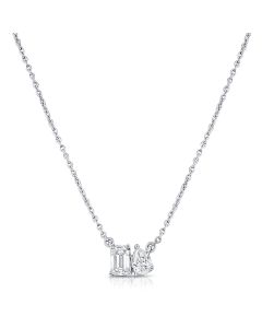.41CT EMERALD AND PEAR SHAPE DIAMOND PENDANT NECKLACE