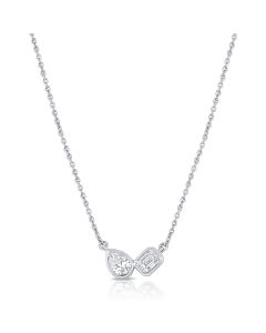 .41CT EMERALD AND PEAR SHAPE DIAMOND PENDANT NECKLACE
