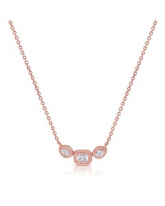 0.41CT PEAR SHAPE AND EMERALD SHAPE DIAMOND BEZEL NECKLACE