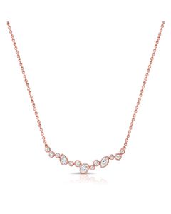 0.90CT MARQUISE SHAPE, OVAL SHAPE, PEAR SHAPE AND ROUND DIAMOND BEZEL SET STATION NECKLACE