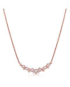 0.68CT EMERALD SHAPE, PEAR SHAPE AND ROUND DIAMOND BEZEL SET STATION NECKLACE