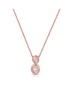 0.32CT OVAL SHAPE DIAMOND BEZEL SET PENDANT NECKLACE