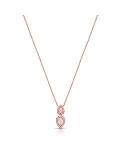 0.29CT PEAR SHAPE DIAMOND BEZEL PENDANT NECKLACE