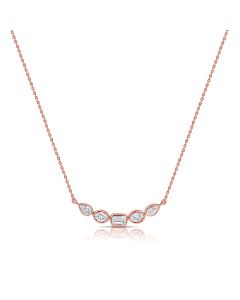 0.68CT PEAR SHAPE, OVAL SHAPE AND EMERALD SHAPE DIAMOND BEZEL PENDANT NECKLACE
