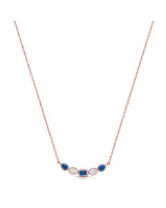 1.26CT SAPPHIRE AND OVAL SHAPE DIAMOND BEZEL SET PENDANT NECKLACE