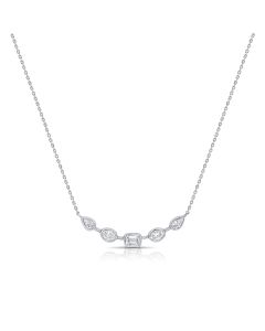 0.69CT PEAR SHAPE, OVAL SHAPE AND EMERALD SHAPE DIAMOND BEZEL PENDANT NECKLACE
