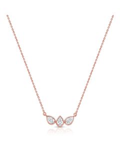 0.48CT PEAR SHAPE DIAMOND BEZEL SET PENDANT NECKLACE