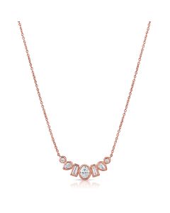 0.56CT OVAL SHAPE, PEAR SHAPE, BAGUETTES AND ROUND DIAMOND BEZEL PENDANT NECKLACE